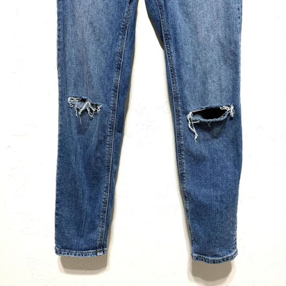 Asos Jeans Denim Medium Wash Blue Distressed Busted Out Knees Womens size 26 - Picture 3 of 8